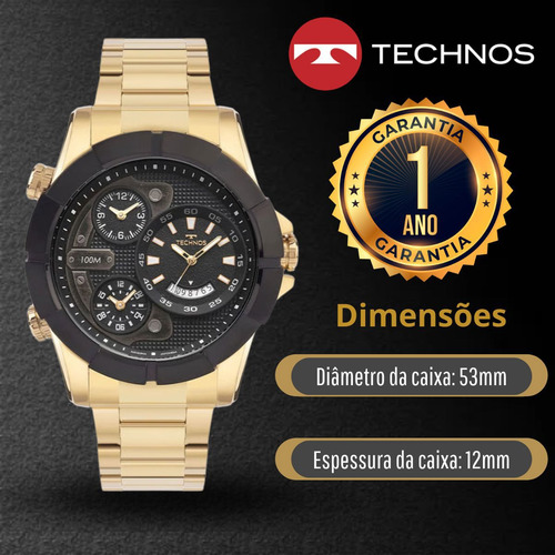Relógio Technos Masculino Analógico Legacy Dourado Original