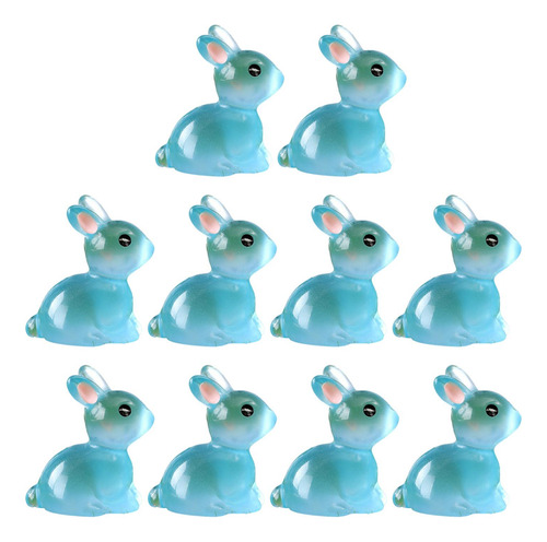Estatuillas De Conejo De Resina Micro Adornos De Azul