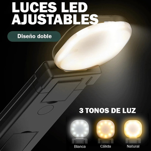 Imagen 2 de 10 de Palo Selfie Doble Luz Gimbal Control Bluetooth Tripode Usb
