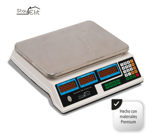 Imagen 7 de 8 de Báscula Comercial Digital Stay Elit Dgit-01 40kg Blanco Ms