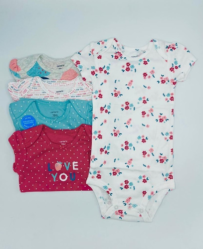 Set X 5 Bodys  Para Niña Carters Manga Corta Fresas