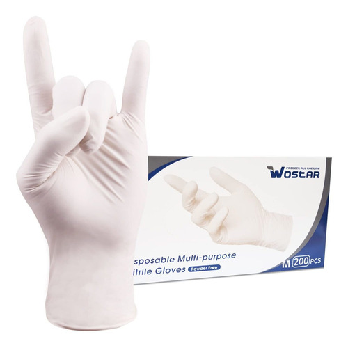 200 Guantes Blancos De Nitrilo Para Examinar, Talla M, 4 Mil