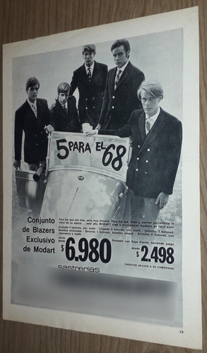 P159 Clipping Publicidad Sastrerias Modart Año 1968 (Usado)