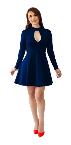 Vestido Azul Corto De Manga Larga | MercadoLibre 📦