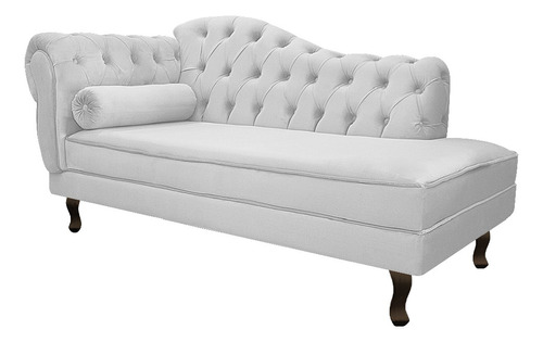 Divã Recamier Sofá Diana 160cm Direito Suede Am Moveis Cor Branco