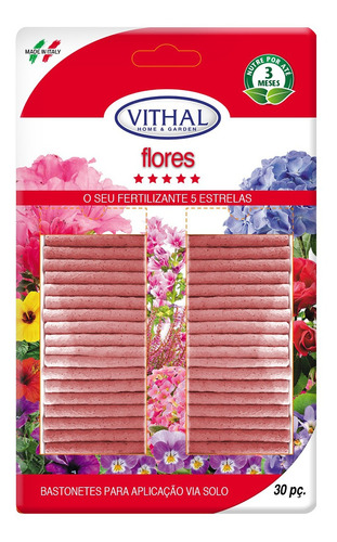 Fertilizante Em Bastonetes Para Flores Vithal 30 Unidades