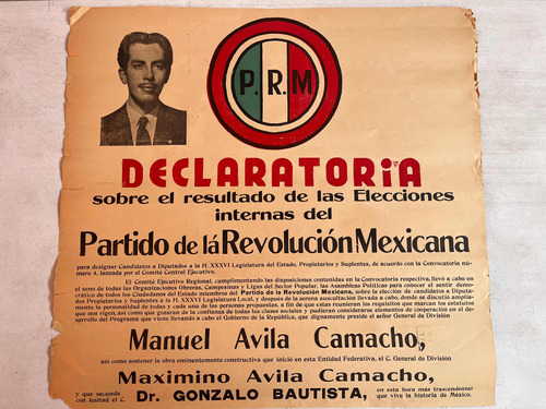 Propaganda Política Poster Presidente Manuel Avila Camacho