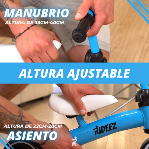 Rideez C Bicicleta De Equilibrio Entrenadora Bici de Balance Sin Pedal Bike Baby Bebe Niño Niña Chico 2 años Color Azul Acero