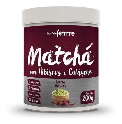 Matchá Solúvel Apisnutri Sabor Hibiscus - 200g