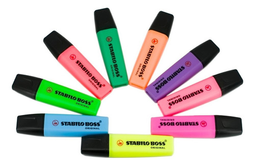  Marcador Marcatexto Stabilo Boss Fluorescente Con Diseño De Marcatextos De Punta Gruesa Biselada Pack X 10