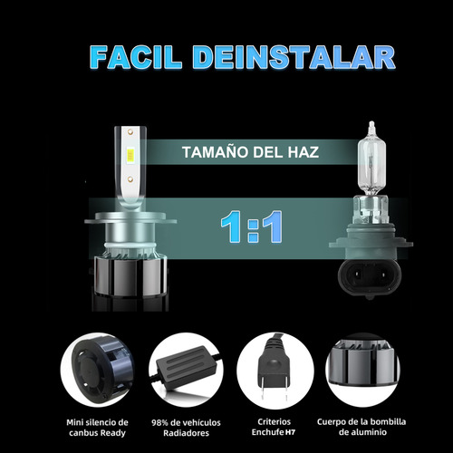 Kit De Faros Led Luz H7 H7 Alta Y Baja Canbus 3570 Csp Vw 2016-2021 Vento