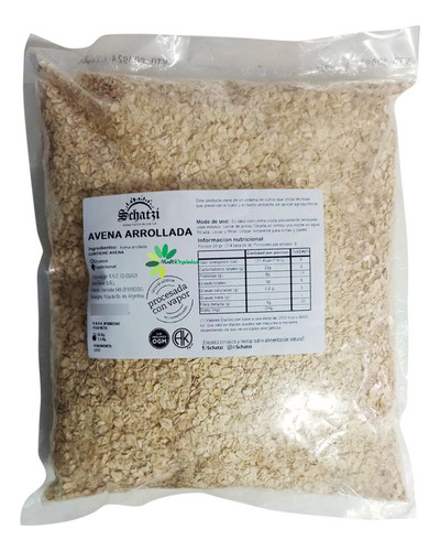 Avena Arrollada Orgánica X 1.5 Kg Schatzi Libre Ogm