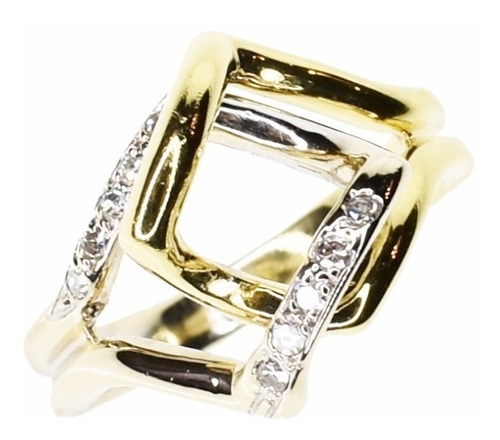 Anillo Oro Amarillo 18 Kts. 10 Diamantes Talla Brillante