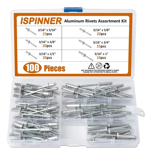 comprar Ispinner 100pcs 6 Tamaños Remaches Ciegos De Aluminio, Ki...