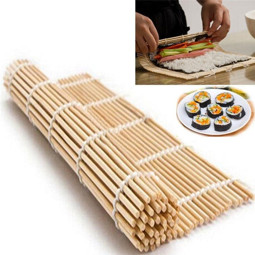 Imagen 1 de 5 de Esterilla Para Elaborar Sushi Bamboo 23x23cm Calidad Premium