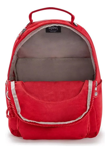 Backpack Kipling Seoul Small Mochila Chica Compartimento Tablet Color Red Rouge Diseño De La Tela Liso