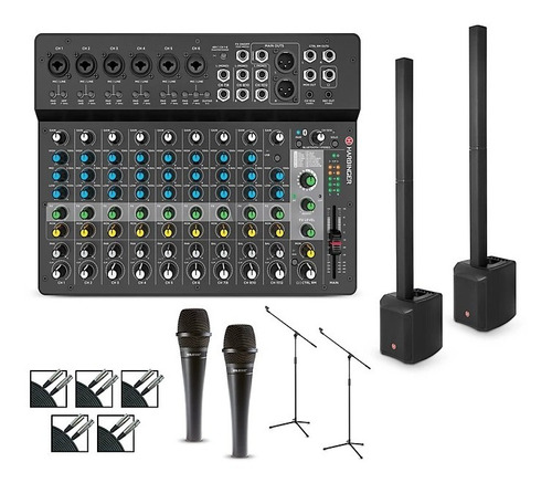 Harbinger Lv14 Mixer Package With Mls900 Pair, Mics, Stands 