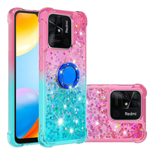 Funda Protectora De Tpu Para Xiaomi Redmi 10c Con Efecto Arena Movediza Brillante Con Efecto Arena Movediza Con Funda Protectora En Cuatro Esquinas