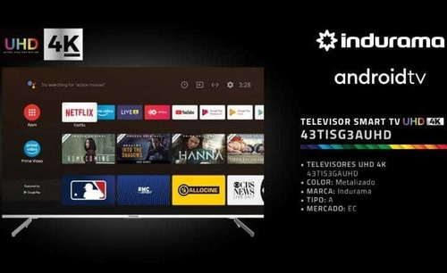 Tv Android 10.0 Indurama 43/32/50/55 4k Smart Soporte Tcl
