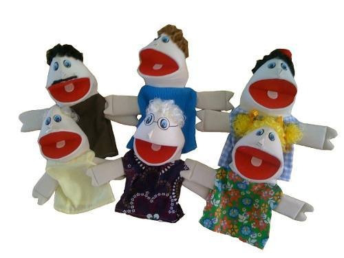 Marioneta de mano Jodane Fantochão White Family, papá, mamá, abuelo, abuela, niña, niño