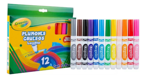 Plumones Gruesos Lavables Crayola 12 Marcadores Brillantes