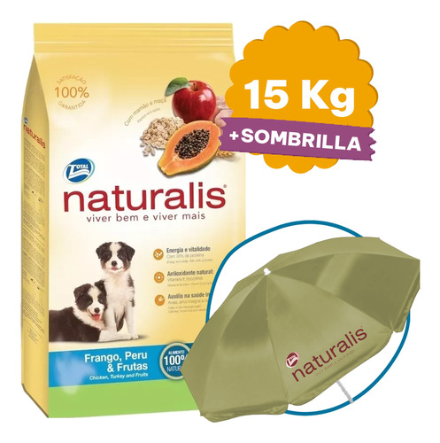 Alimento Naturalis Perro Cachorro Pollo Pavo Y Frutas 15 Kg