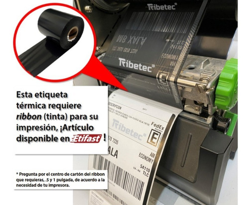 Imagen 2 de 8 de Etiqueta 4x2 (102x51 Mm) Transferencia / Rollo 3000 Pza / C3