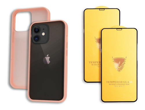 Funda Case Uso Rudo Para iPhone +2 Micas Protectoras Premium