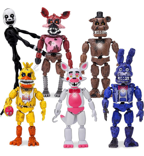 Kit 6 Muñecos Articulados Fnaf Five Nights At Freddy's