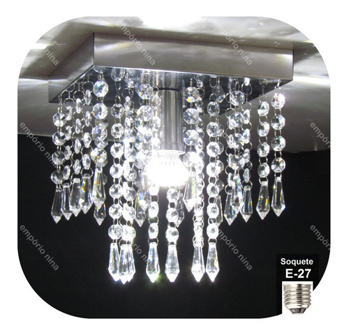 Lustre Luminária Plafon De Cristal Acrílico Alto Brilho- A20 Cor Prateado Voltagem 110v/220v