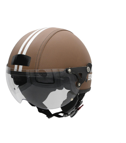 Capacete Moto Br 101 Flash Revestido Marrom Cristal 56