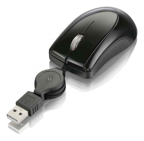 Mouse Óptico Retrátil Usb Com Scroll Preto Mo048 Multilaser