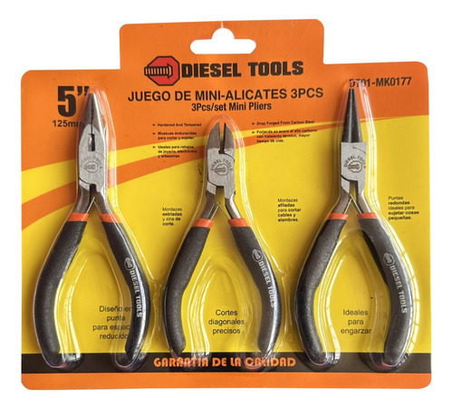 Juego De Mini Alicates 5'' 3 Piezas Diesel Tools