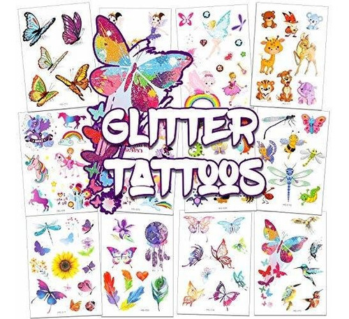 Tatuaje Temporale - Ticiaga 16 Sheets Glitter Tattoos For Ki