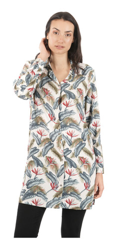 Camisa Mujer Aflora Print Crudo Haka Honu