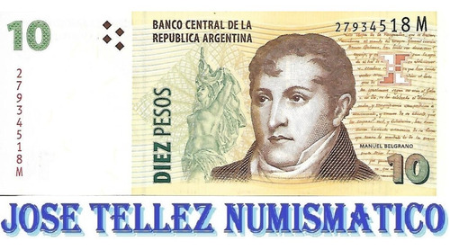 Bottero 3437a $10 Convert 2do Diseño Serie M F.5 Unc Palermo