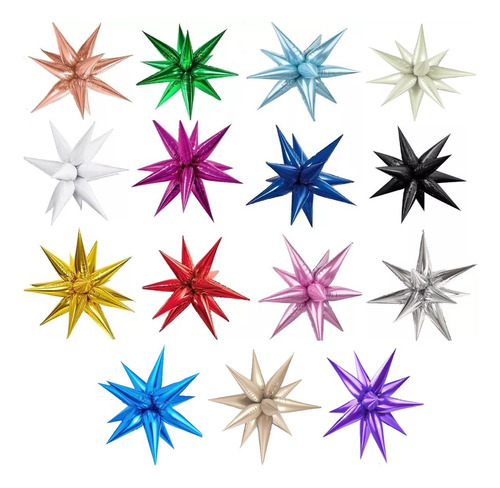 9 Globo De Estrella Picos 3d Star Magic 12 Puntas 26 Pulgada Color Indicar Que Color Te Mando Por La Mensajeria Estrellas 12 Puntas