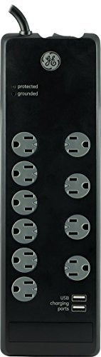 Ge Surge Protector Con 10 Salidas Y 2 Puertos Usb, Twist-to-