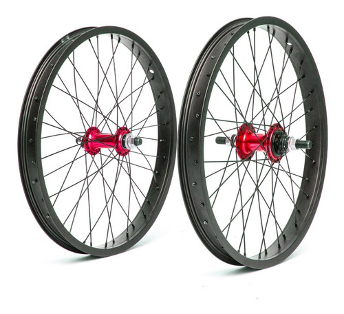 2 Llantas Armadas ¡aros Reforzados Xl + Mazas Pro Bmx Rojas!