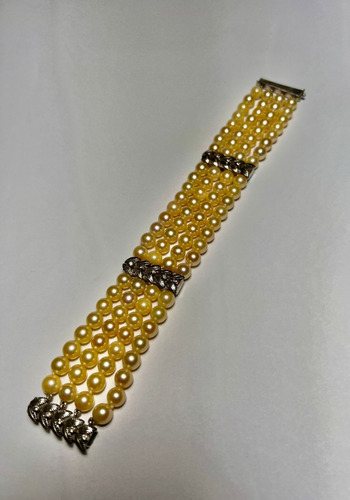 Pulseira Perolas Com Travas E Fecho De Ouro Branco 18k J R