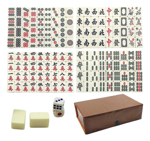 - Mini Caja De Bolsillo Portátil De Mahjong, Exquisita Piel