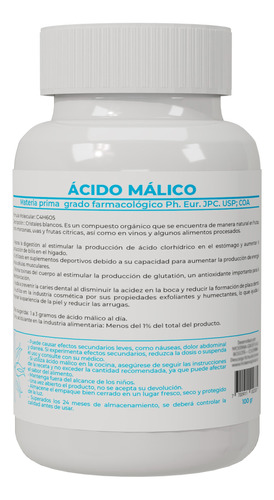 Acido Málico 100 Gramos - g a $99
