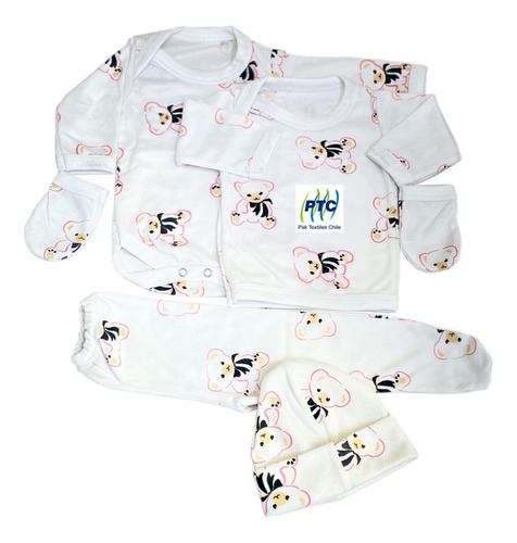 Ajuar Estampado Niñas  0-3meses (5 Piezas) 