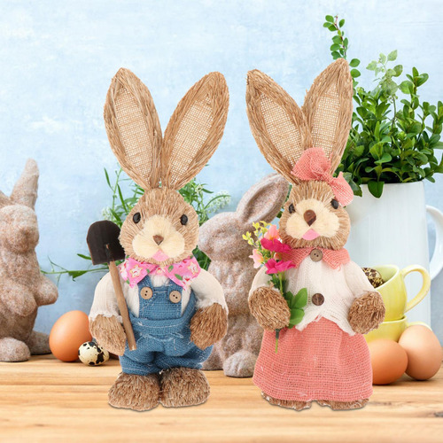 2x Estatuilla De Conejo De Primavera, Adornos De Estilo C