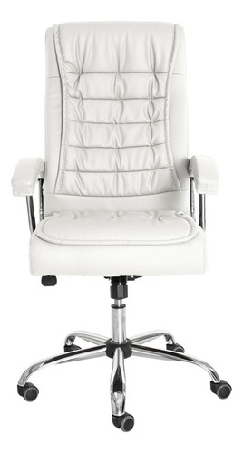 Cadeira de escritório Waw Design Big Monique Molas Ensacadas ergonômica branca com estofado de couro sintético