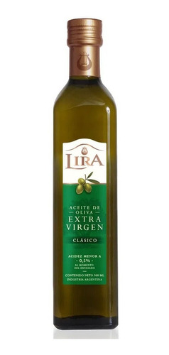 Aceite De Oliva Extra Virgen Lira Clásico Botella X 500ml.