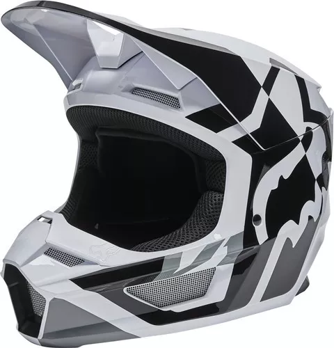 Casco Motocross De Niño Fox - Yth V1 Lux Helmet Black/white M