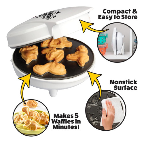 Waffle Wow ® Máquina Wafflera Waffles Dinosaurios Antiadhere