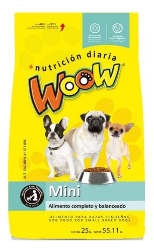 Alimento Perro Woow Mini Bop Raza Pequeña 25 Kg 24% Proteína