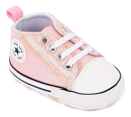 Zapatilla Antideslizante Brillante Para Bebe Estilo Converse